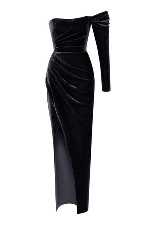 velvet black dress evening gown