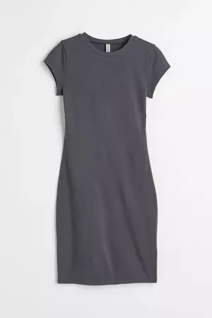 Cotton Bodycon Dress - Dark gray - Ladies | H&M US