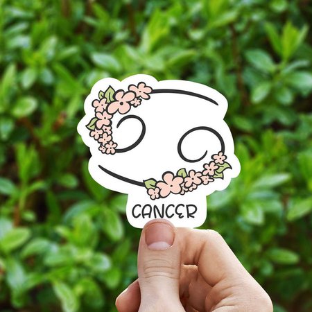 Flowered Cancer sticker Cancer zodiac sticker star signs | Etsy