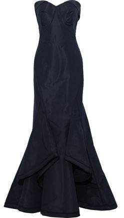 Strapless Draped Silk-faille Gown