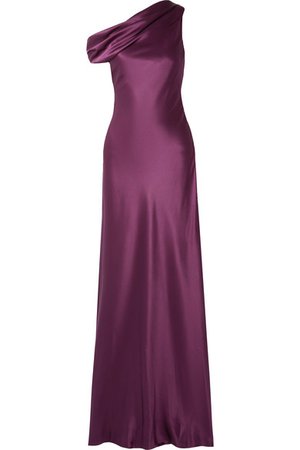 Cushnie | One-shoulder draped silk-satin gown | NET-A-PORTER.COM
