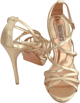 Badgley Mischka gold strappy heels