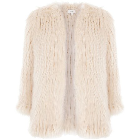 Cream knitted faux fur coat - Coats - Coats & Jackets - women
