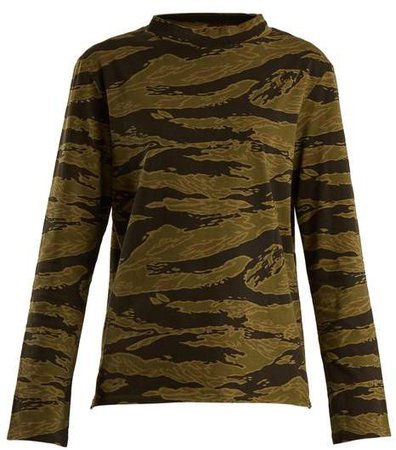 Emelie Camouflage Print Cotton Jersey T Shirt - Womens - Camouflage