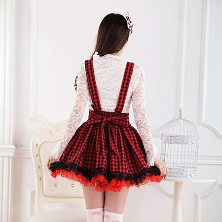 Red Plaid Lolita skirt with suspenders