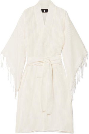 SU Paris - Kimo Fringed Cotton-gauze Kimono - Ecru