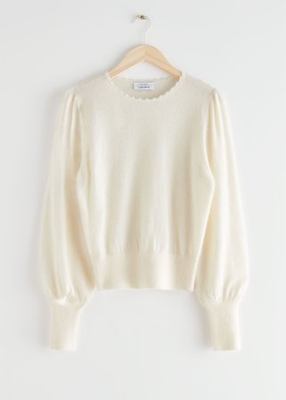 Relaxed Alpaca Blend Bobble Neck Sweater - Cream - Sweaters - & Other Stories