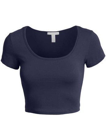 LE3NO Womens Fitted Short Sleeve Scoop Neck Crop Top with Stretch | LE3NO