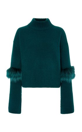 Exclusive Fur-Trimmed Cashmere and Silk-Blend Sweater by Sally LaPointe | Moda Operandi