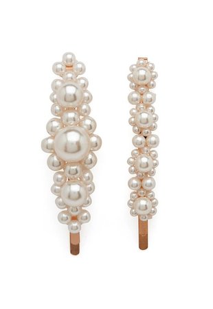 Pieces Grace Hairpin 2-pack Gold Colour/Pearl - Bubbleroom