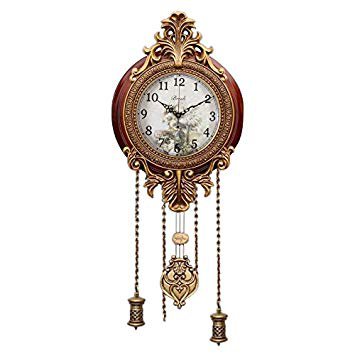 Aero Snail Dia 9-inch Retro Style Vintage Wood Indoor Wall Clock with Swinging Pendulum (Requires 2 AA Batteries for Clock Hands and Pendulum): Home & Kitchen