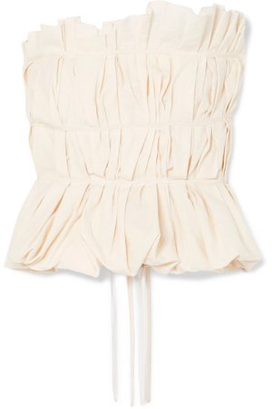 Brock Collection | Gathered cotton and linen-blend bustier top | NET-A-PORTER.COM