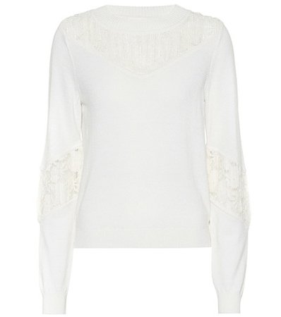 Lace wool and cotton sweater
