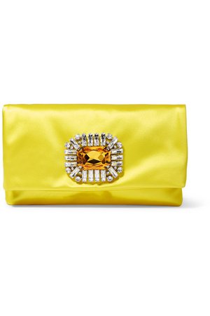 Jimmy Choo | Tatiania crystal-embellished satin clutch | NET-A-PORTER.COM