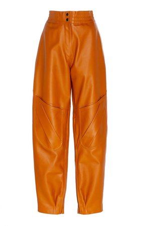 leather orange pant