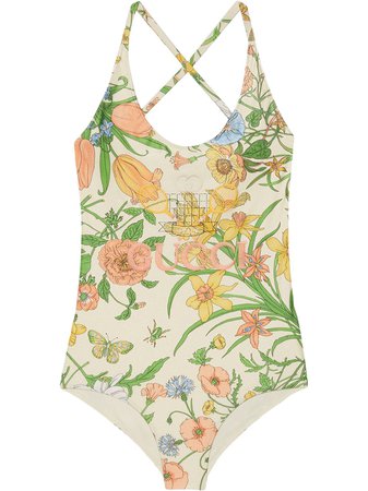 White Gucci Floral One Piece For Women | Farfetch.com