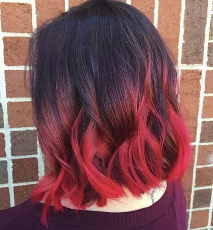Short Black to Red Ombre