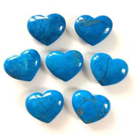 Turquenite blue heart shaped smooth palm stone pocket healing