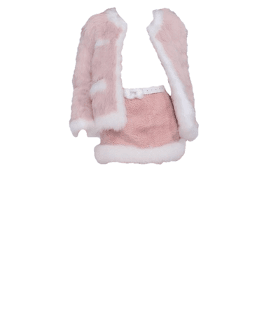 ozlana utopia runway pink fur jacket and  skirt