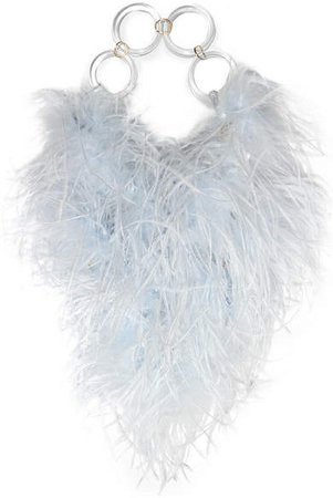 Vanina - L'oiseau Rebelle Feather-embellished Acrylic Tote - Blue