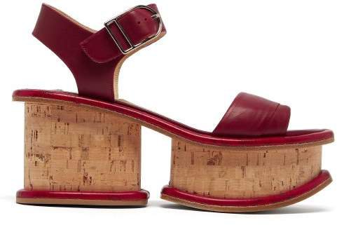 Harrigan Leather And Cork Platform Sandals - Womens - Burgundy