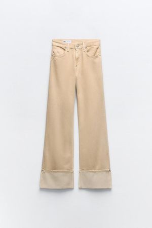 TRF COLORED HIGH WAIST CUFFED JEANS - taupe brown | ZARA United States