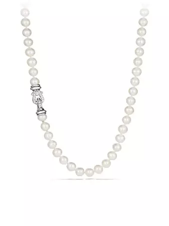 Shop David Yurman Sterling Silver & White Cultured Freshwater Pearl Necklace With Diamonds | Saks Fifth Avenue