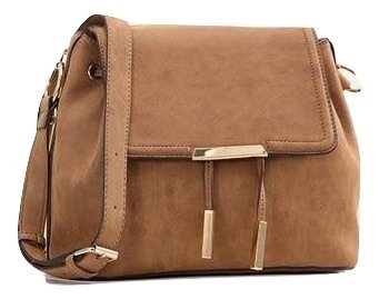brown shoulder bag with gold clasp