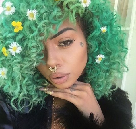 curly green hair
