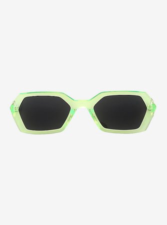 Neon Green Clear Geometric Sunglasses