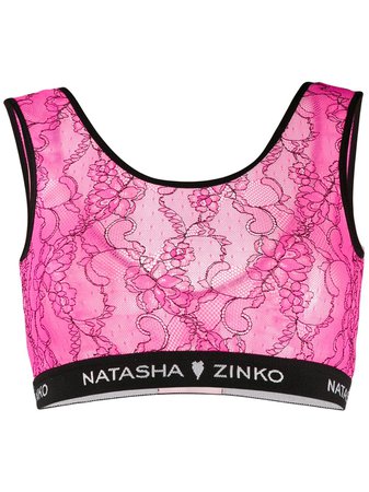 Natasha Zinko Lace Embroidered Cropped Top | Farfetch.com
