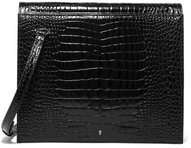 Gu_de - Edie Croc-effect Leather Shoulder Bag - Black