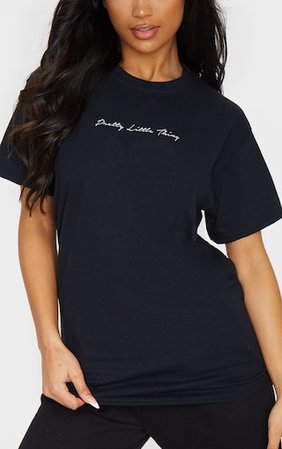 Plt Slogan Black Oversized T Shirt | Skirts | PrettyLittleThing USA