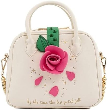 Loungefly Beauty and the Beast Rose Crossbody Bag Off White: Handbags: Amazon.com
