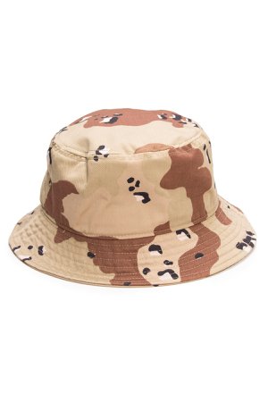 brown and beige camo bucket hat