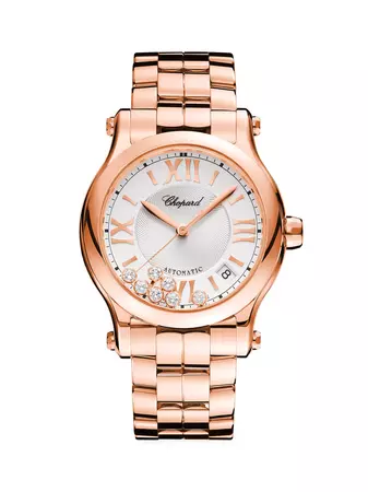 Shop Chopard Happy Sport 18K Rose Gold & 0.35 TCW Diamond Bracelet Watch/30MM | Saks Fifth Avenue
