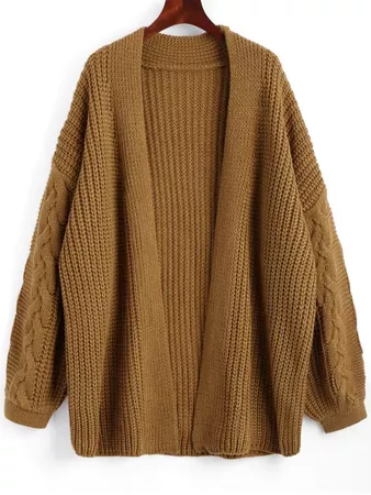 2019 Cable Knit Chunky Open Cardigan In BROWN ONE SIZE | ZAFUL