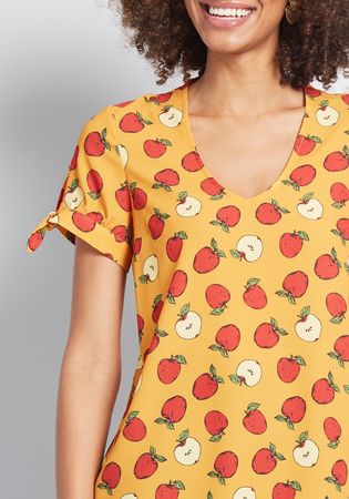 Ideal Discovery Short Sleeve Blouse in Yellow Print | ModCloth