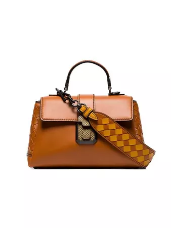 Bottega Veneta Orange Leather Mini Woven Strap Shoulder Bag - Farfetch