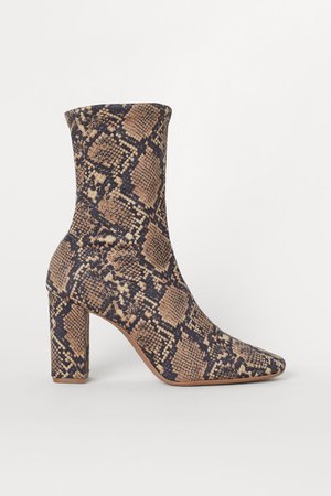 Sock Boots - Beige/snakeskin-patterned - Ladies | H&M US
