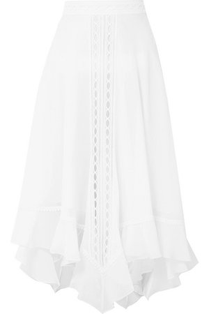 Charo Ruiz | Lua asymmetric crocheted lace-paneled cotton-blend skirt | NET-A-PORTER.COM