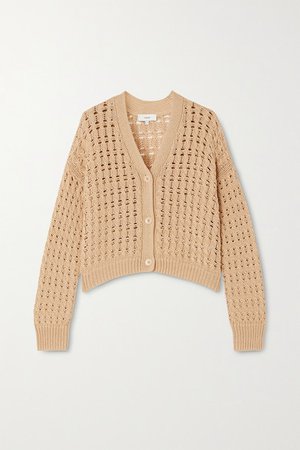 Cable-knit Cotton Cardigan - Beige