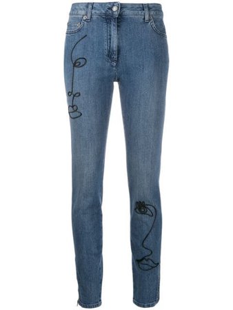 Moschino Cornely Embroidery Skinny Jeans - Farfetch