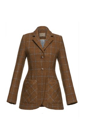 Granpa Checked Wool Blazer Jacket by Lena Hoschek | Moda Operandi