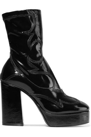McQ Alexander McQueen | Jean embroidered patent-leather ankle boots | NET-A-PORTER.COM