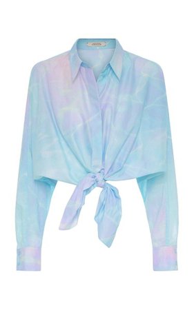 Into The Blue Tie-Dyed Cotton Cropped Shirt By Dorothee Schumacher | Moda Operandi