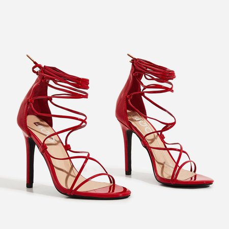 Brooklyn Lace Up Heel In Red Patent