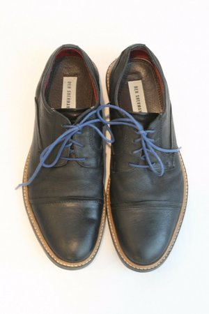 Ben Sherman 10 Leon Cap Toe Lace Up Loafer Shoes Black Leather Blue Laces | eBay