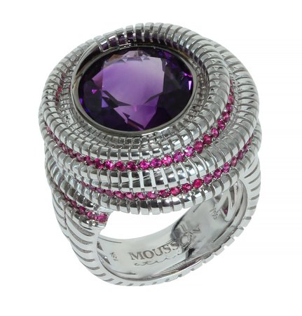 Amethyst Ruby 18 Karat White Gold Ring by Mousson Atelier