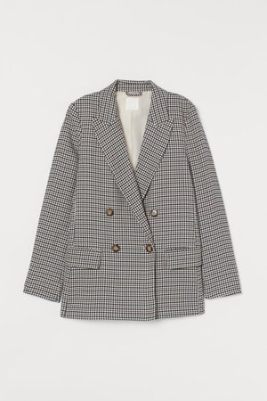 Straight-cut Jacket - Blue/houndstooth-patterned - | H&M US